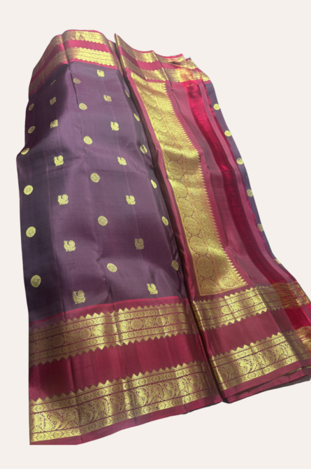 Wine Maroon Vintage Kanchi Pattu Saree - Premium Wedding Piece - Image 2